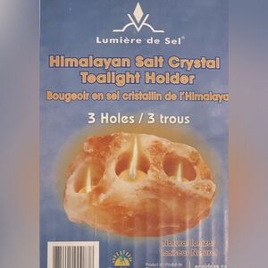 HIMALAYAN SALT CRYSTAL TEALIGHT CANDLE HOLDER. HOLDS 3 TEALIGHTS